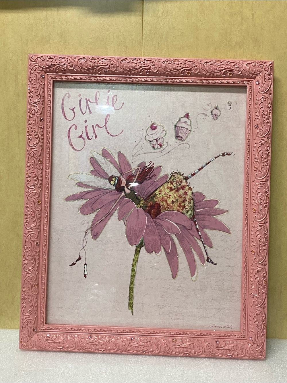 Maria Woods "Girlie Girl." Pink Framed ballerina cupcakes
